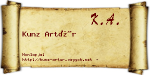 Kunz Artúr névjegykártya